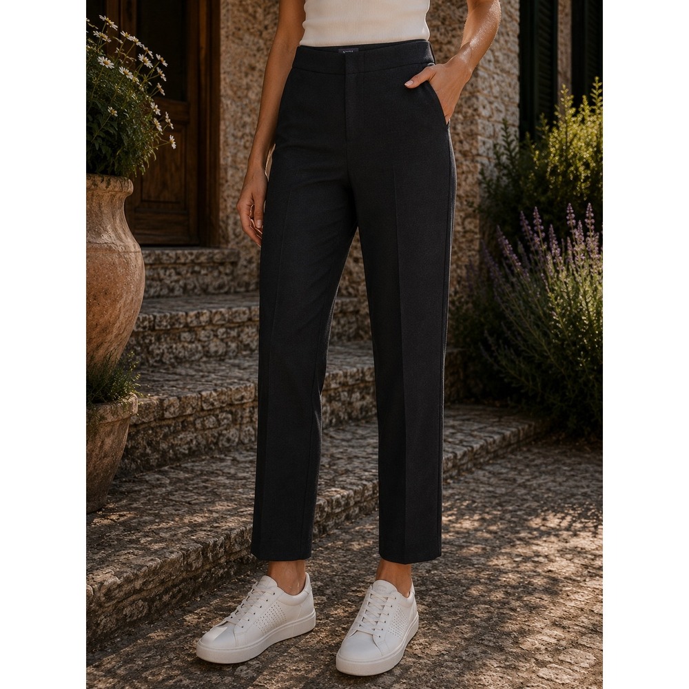 NYDJ Charcoal Grey Straight Leg Petite Trousers Stretch Knit Career Pants 4P